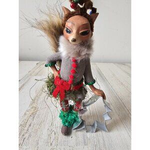Grandin road sugarplum fiona Fox cookie cutter statue deer decor glitter sequin